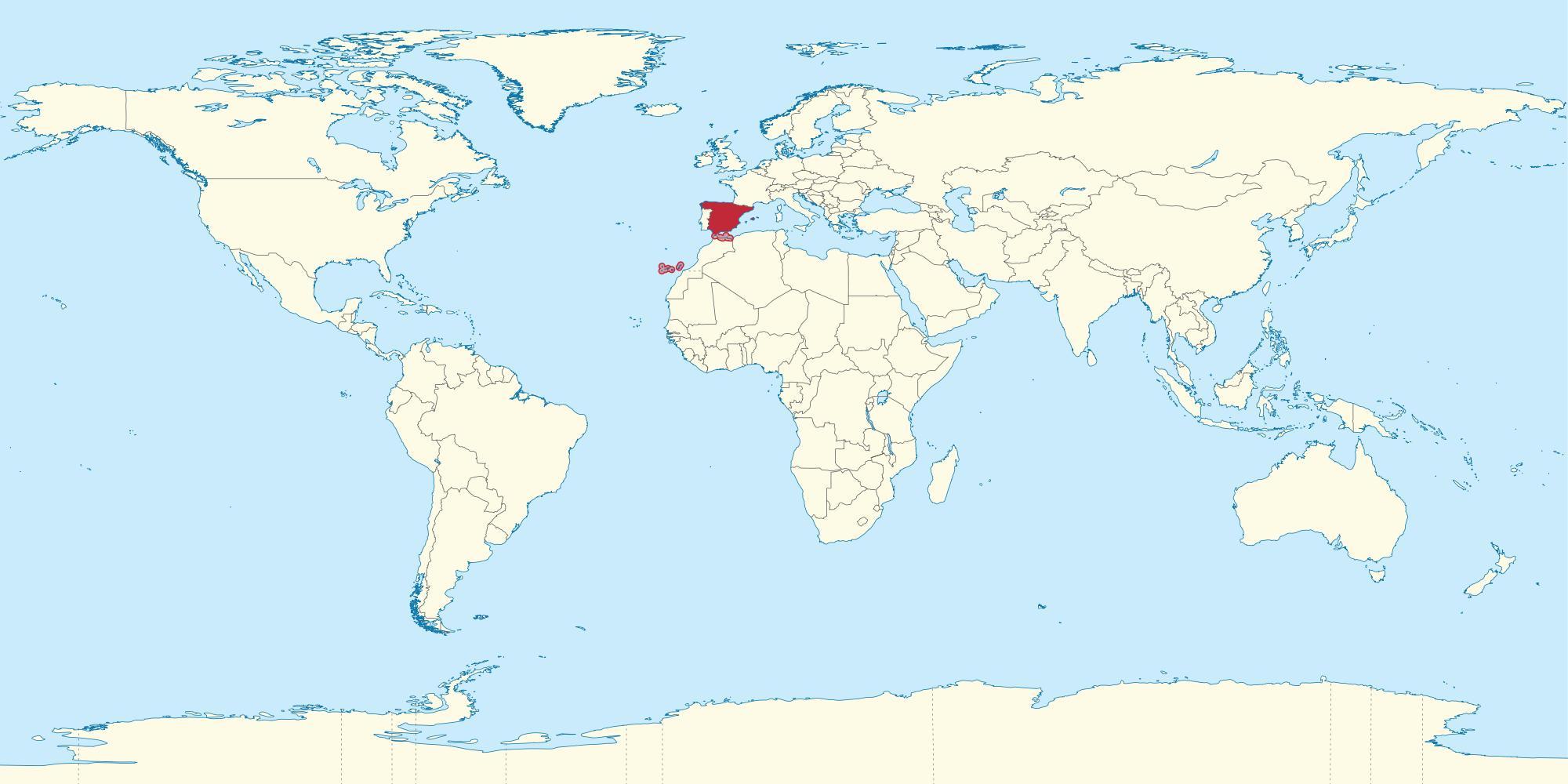 Mapa de Espanha e países vizinhos - Mapa de Espanha e países vizinhos (Sul  da Europa - Europa)
