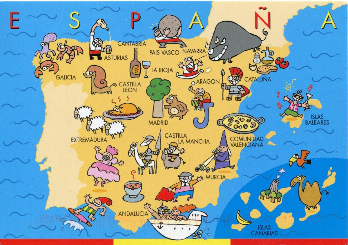 Mapa das atrações turísticas da Espanha