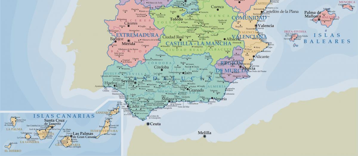 Mapa do Sul de Espanha